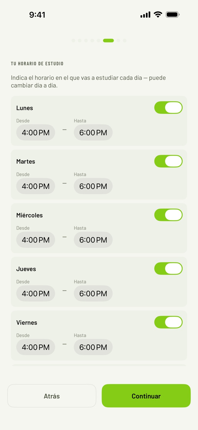 Tu horario de estudio