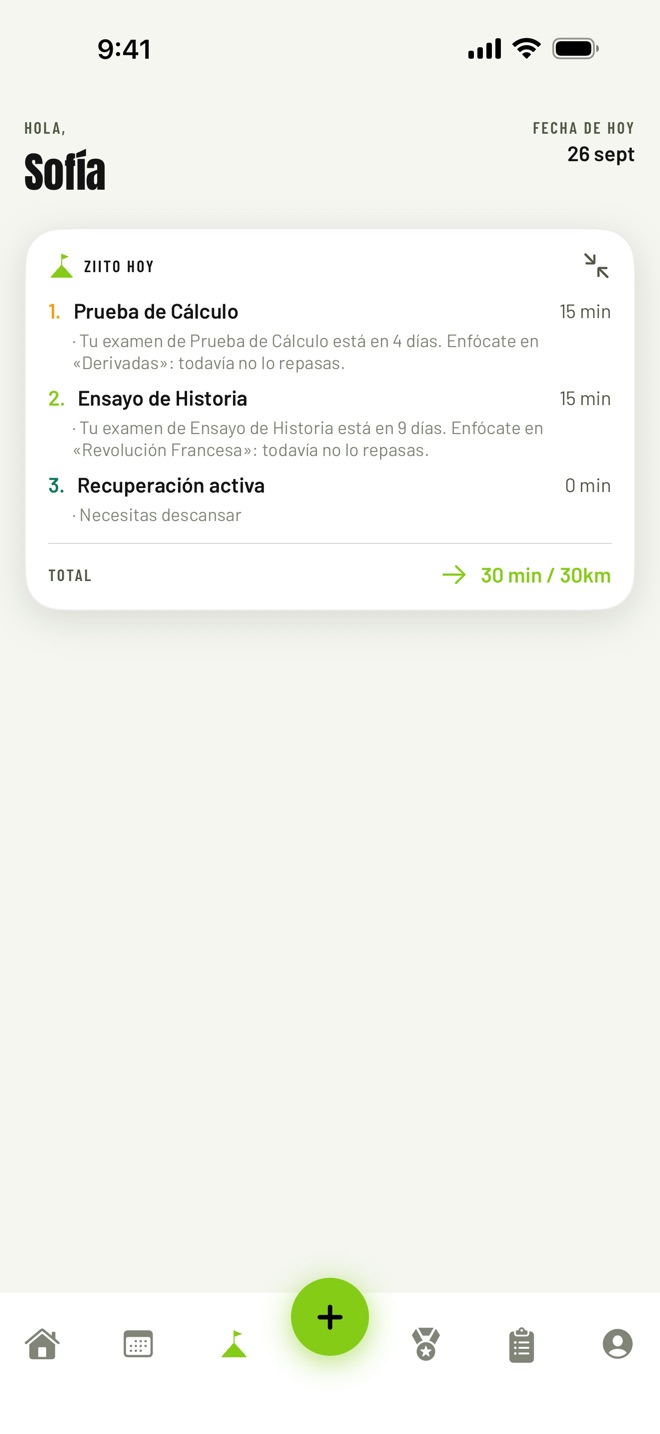 Plan de hoy armado por el Coach