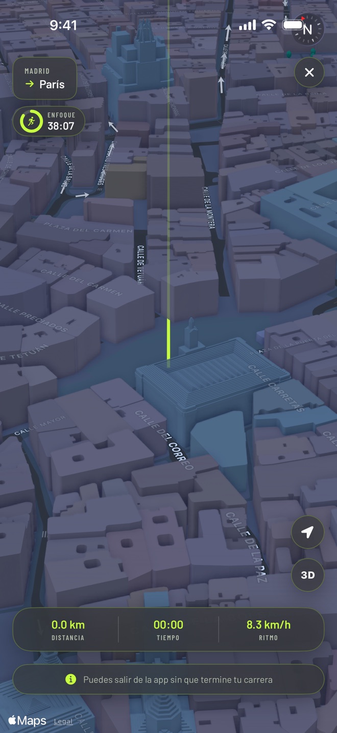 Carrera en vivo en modo oscuro